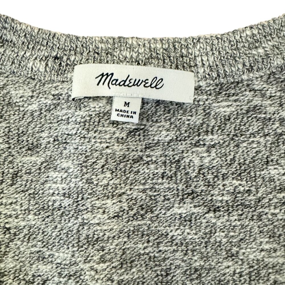 Madewell Women's Gray Ribbed Knitted Raglan Sleeve Boxy Sweater Tee Size M - Picture 7 of 8